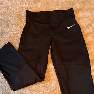 Nike Black Kids Baseball pants with White Swoosh Logo